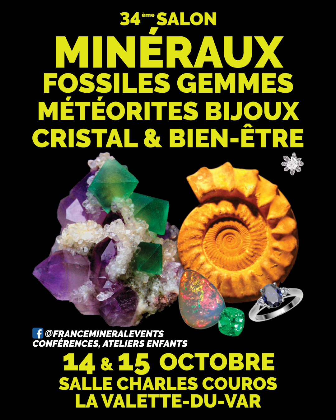 34ème Salon des Minéraux, Fossiles, Gemmes et Bijoux de la Valette-du-Var