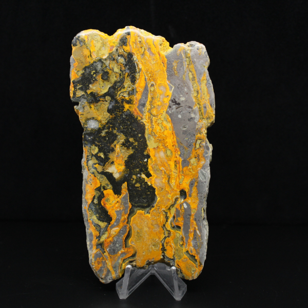 Fetta allungata di diaspro calabrone lucidato