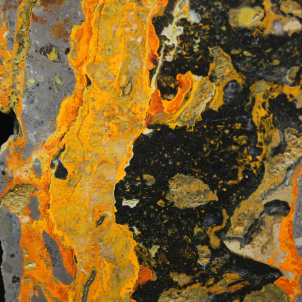 Fetta allungata di diaspro calabrone lucidato