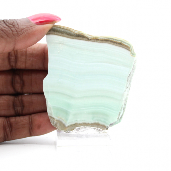 Fetta di Aragonite verde per collezione di minerali