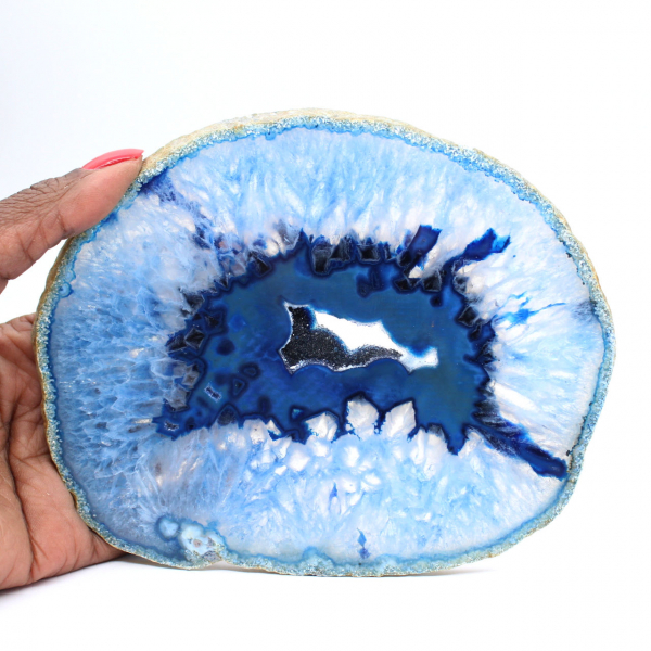 Fetta decorativa di agata blu, di origine brasiliana