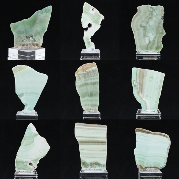 Fetta di pietra di Aragonite verde naturale