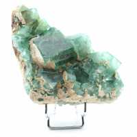 Fluorite verde grezza in cristalli su ganga