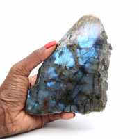 Labradorite bianca, una faccia, naturale, lucidata, oggetto da collezione