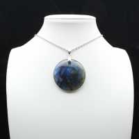 Ciondolo rotondo in labradorite