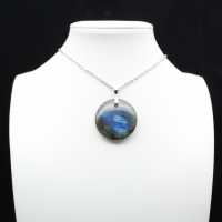 Ciondolo rotondo in labradorite