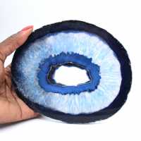 Fetta lucida di agata blu per gli appassionati di mineralogia