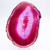 Fetta lucida di agata rosa tinta