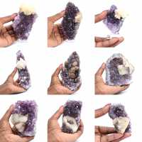Cristalli di ametista con punti di calcite