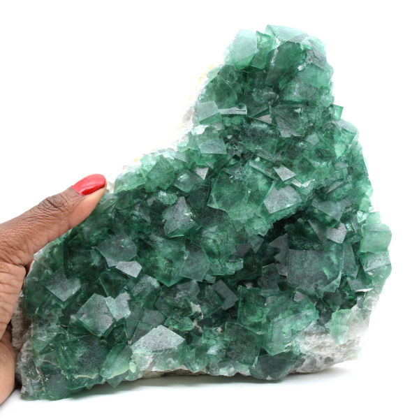 Fluorite naturale del Madagascar, cristallizzata, del peso di quasi 2,5 chilogrammi