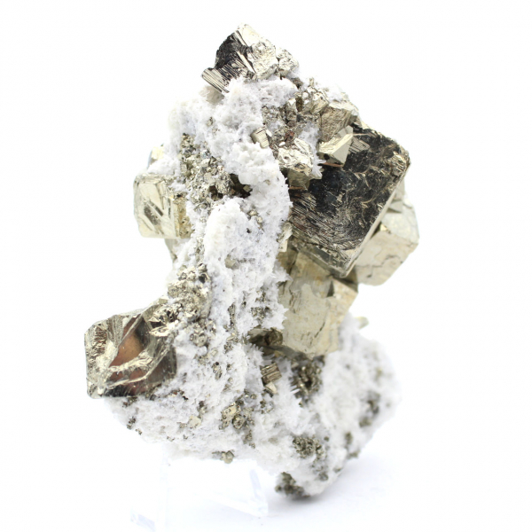 Pirite su ganga con calcite e quarzo