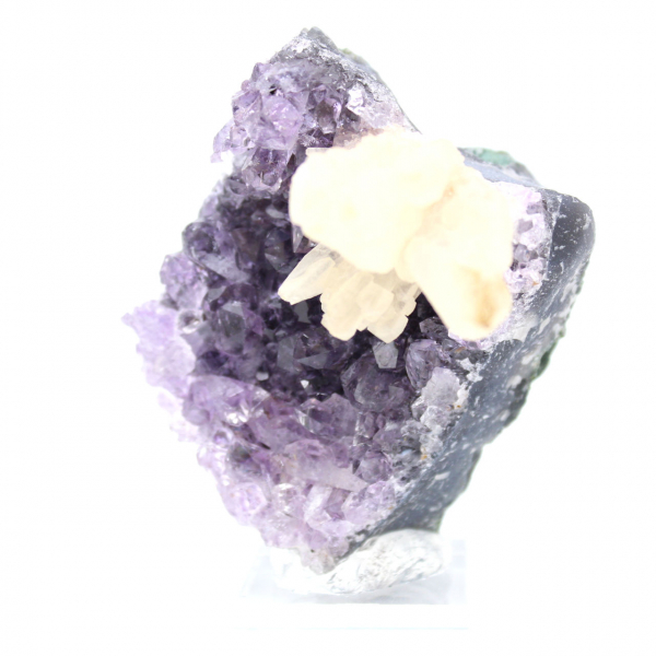 Fiore di calcite su ametista