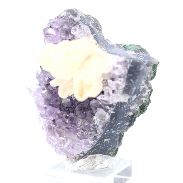 Fiore di calcite su ametista