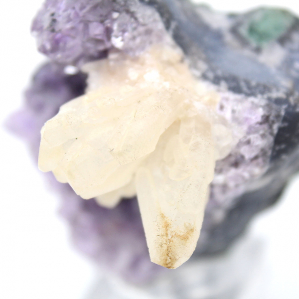 Fiore di calcite su ametista