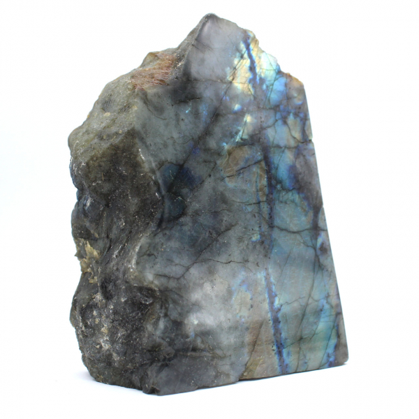 Pietra labradorite naturale lucidata su un lato