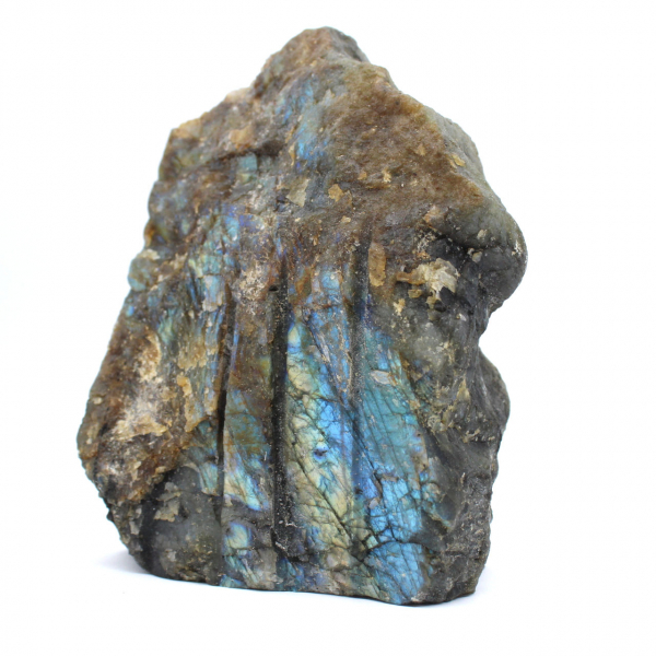 Pietra labradorite naturale lucidata su un lato