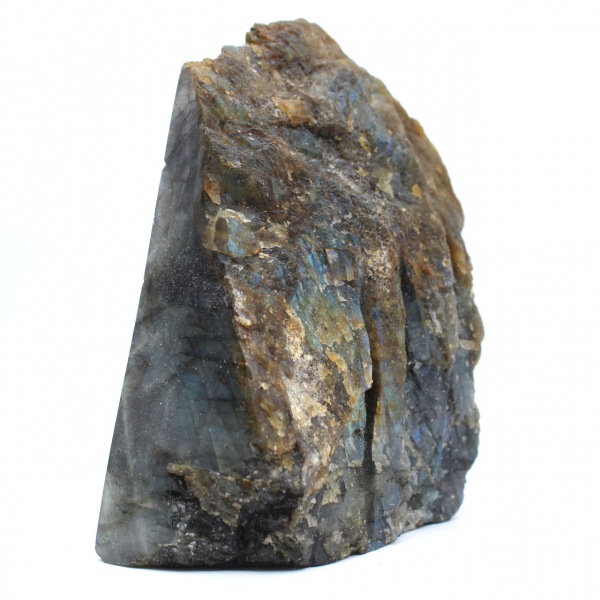 Pietra labradorite naturale lucidata su un lato