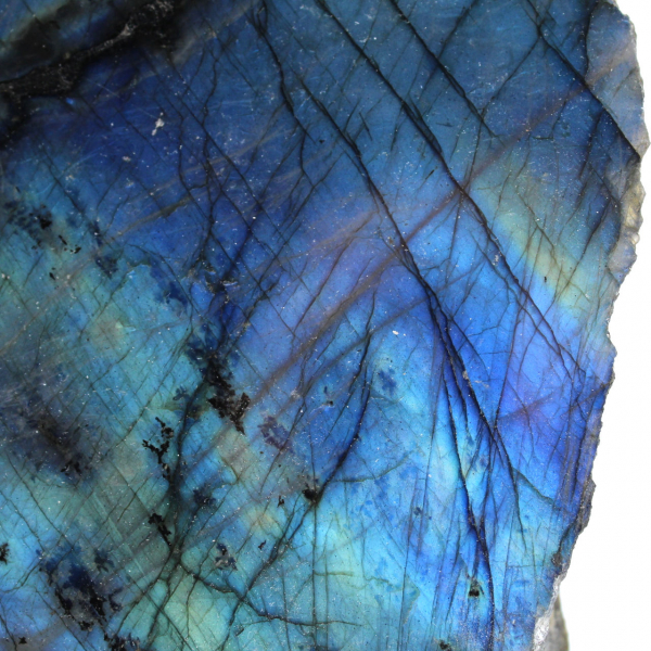 Pietra labradorite da collezione lucida su un lato