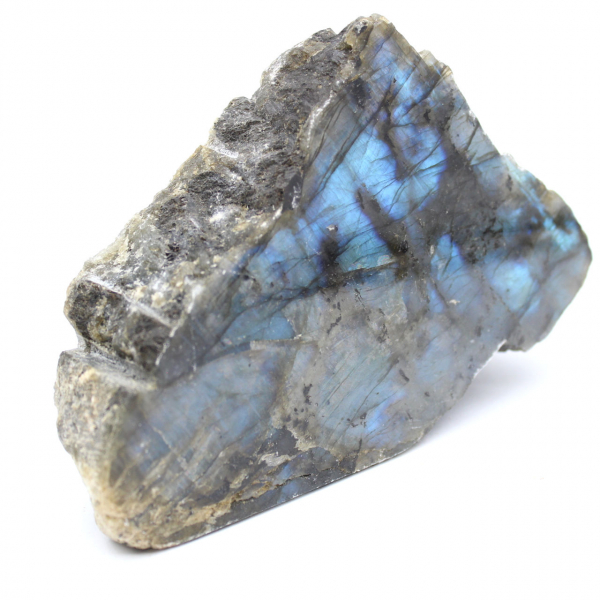 Labradorite bianca, una faccia, naturale, lucidata, oggetto da collezione