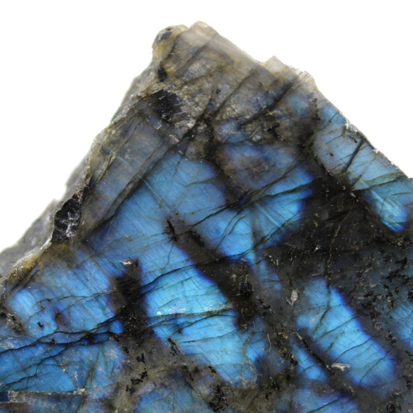 Labradorite bianca, una faccia, naturale, lucidata, oggetto da collezione