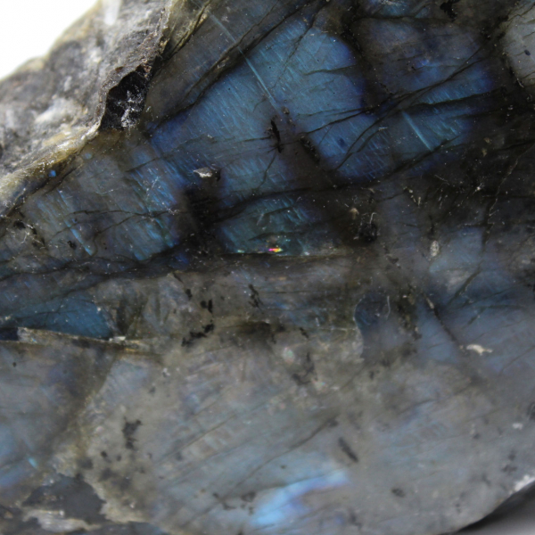Labradorite bianca, una faccia, naturale, lucidata, oggetto da collezione