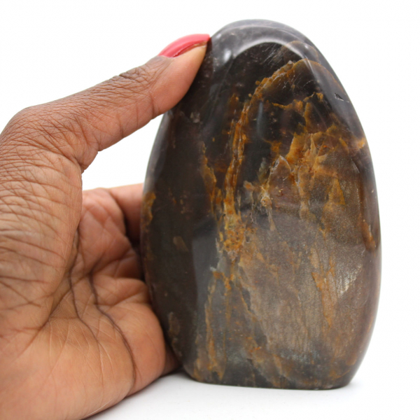 Roccia di pietra di luna nera naturale