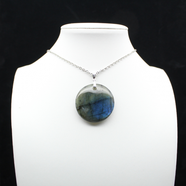Ciondolo rotondo in labradorite