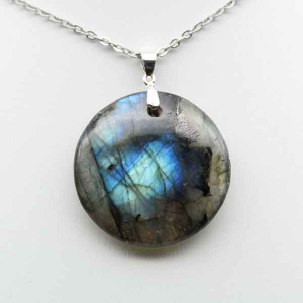Ciondolo rotondo in labradorite