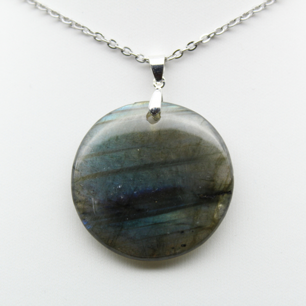 Ciondolo rotondo in labradorite