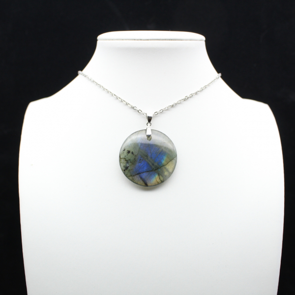 Ciondolo rotondo in labradorite