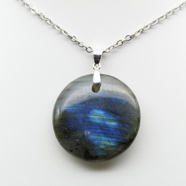 Ciondolo rotondo in labradorite