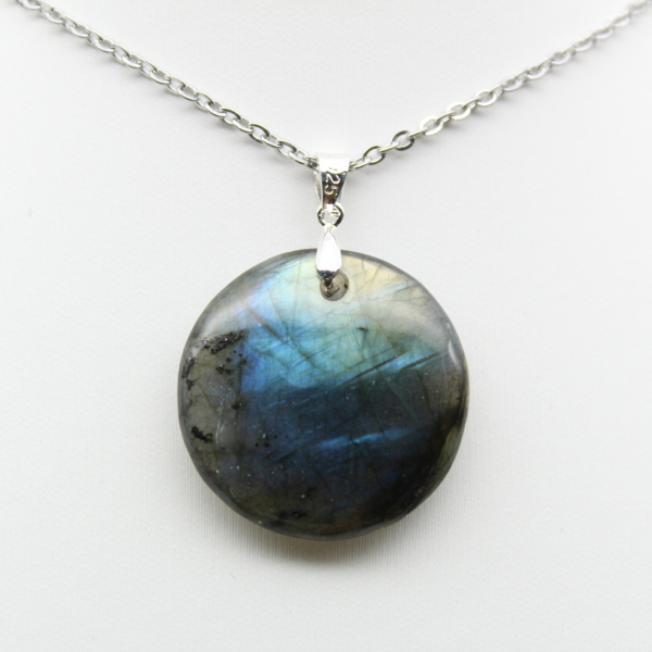 Ciondolo rotondo in labradorite