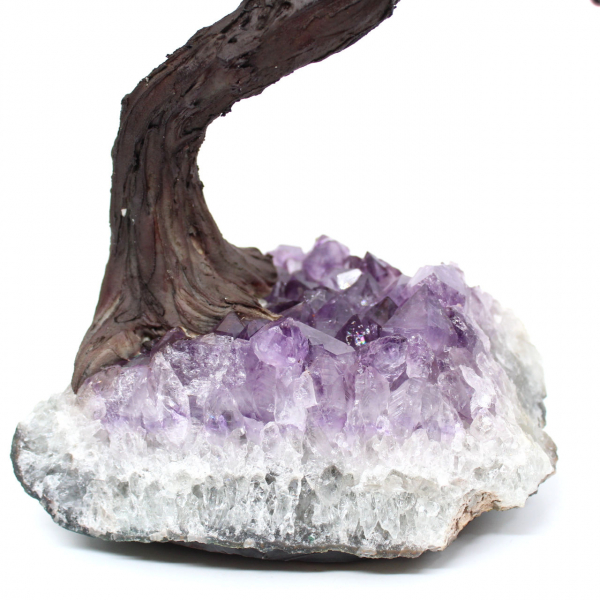 Albero minerale con base in ametista e foglie composte da vari minerali