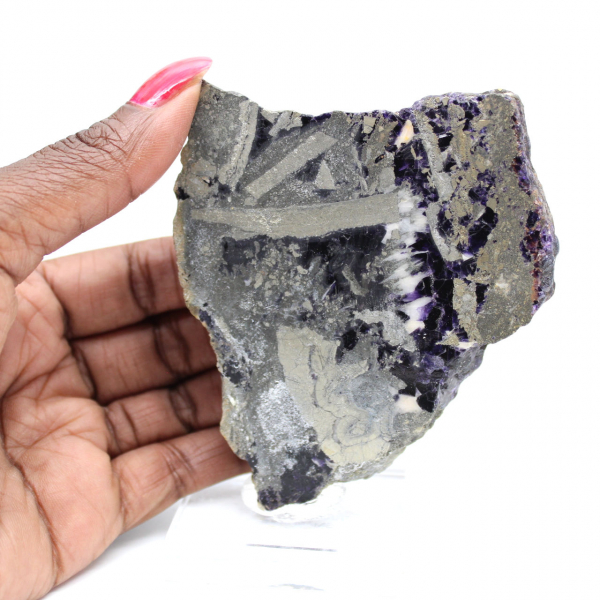 Fetta di pietra di Fluorite Pirite lucidata