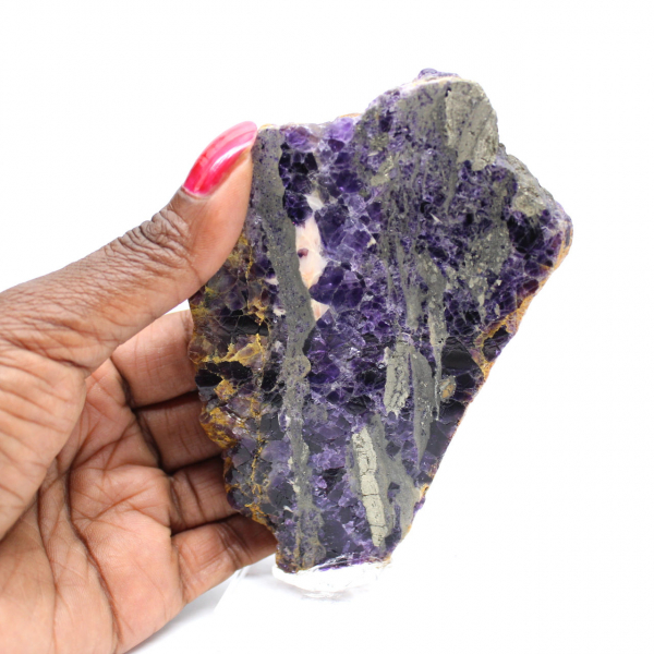 Fetta di Fluorite e Pirite per collezione di minerali
