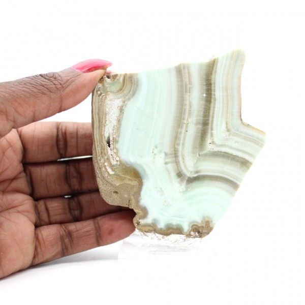 Fetta di Aragonite verde per collezione di minerali