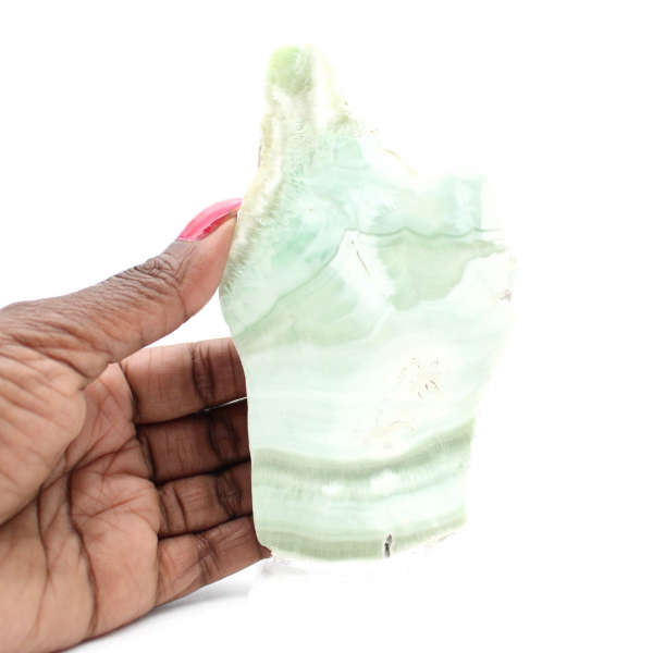 Fetta autentica e lucidata di pietra di Aragonite verde Fetta autentica e lucidata di pietra di Aragonite verde