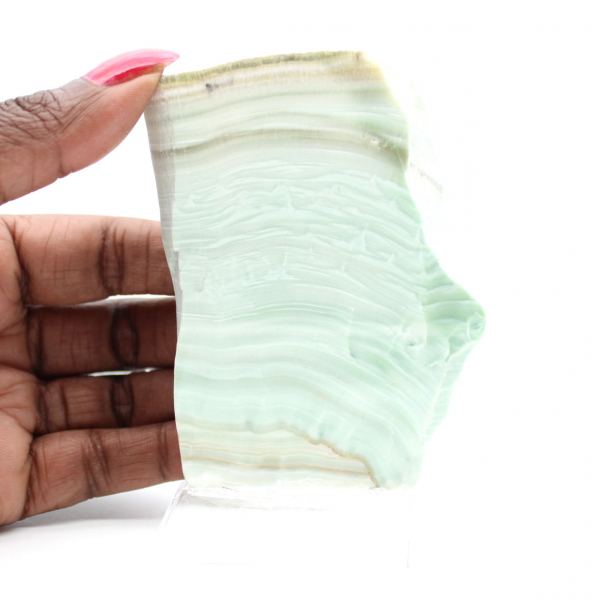 Fetta lucidata di Aragonite verde minerale grezzo di qualità Fetta lucidata di Aragonite verde minerale grezzo di qualità