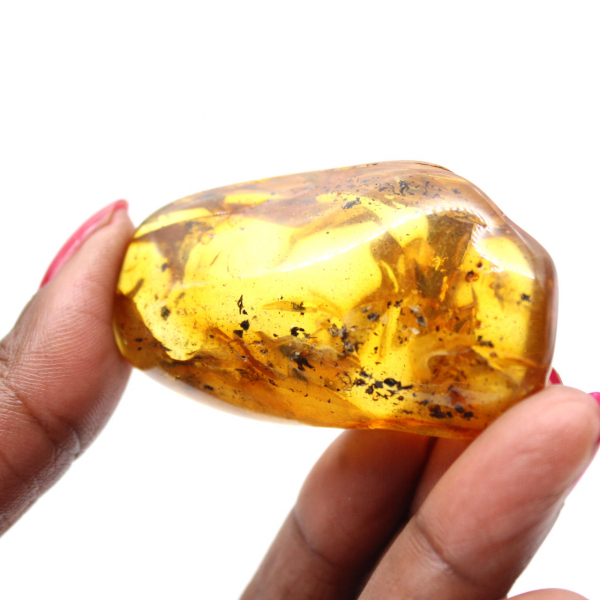 Ciottolo giallo ambrato per decorazione e campione scientifico