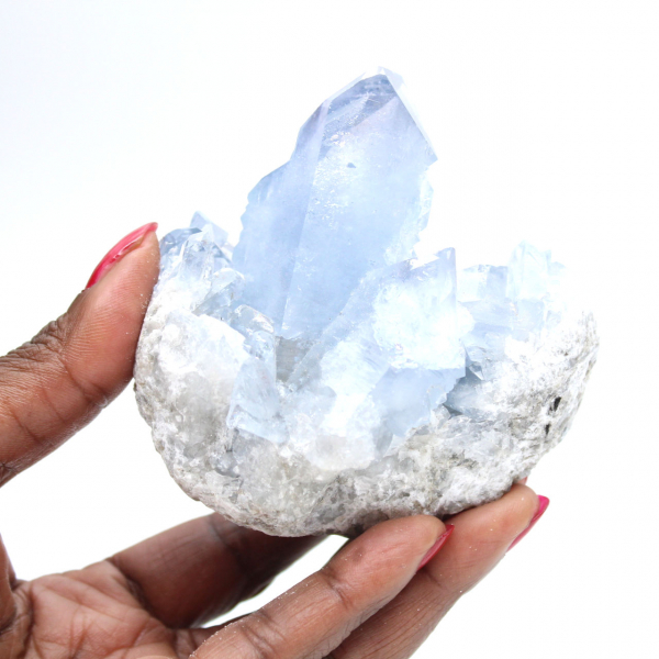 Rara geode di celestina blu del Madagascar