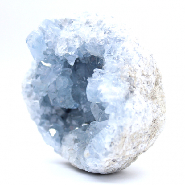 Geode decorativa di celestina blu del Madagascar