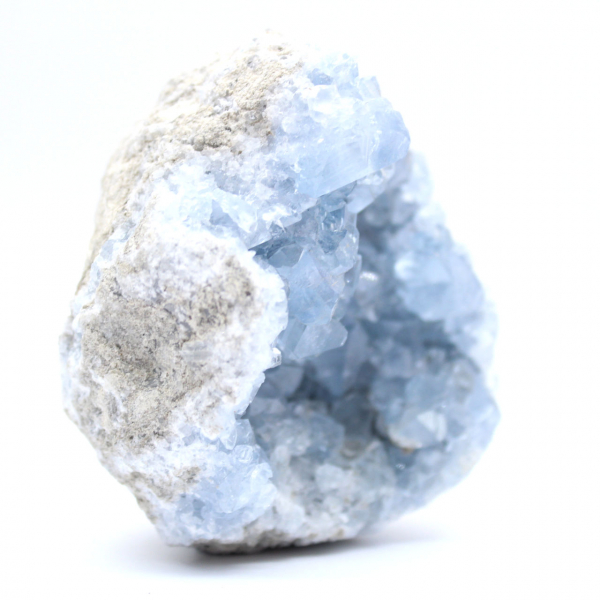 Geode decorativa di celestina blu del Madagascar