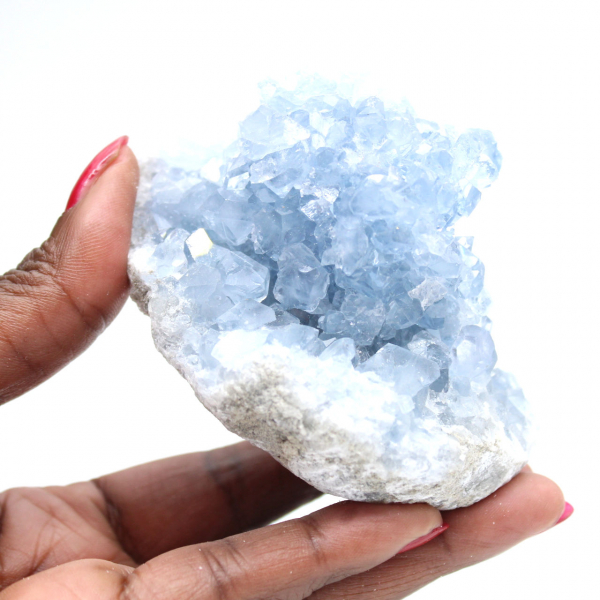 Autentica geode di celestina blu del Madagascar