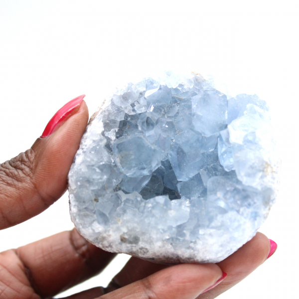 Geode unico di celestite blu del Madagascar