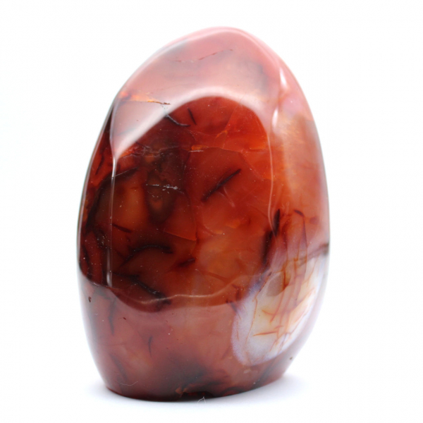 Ornamento in corniola rosso-arancio lucidata del Madagascar - autentico esemplare da collezione