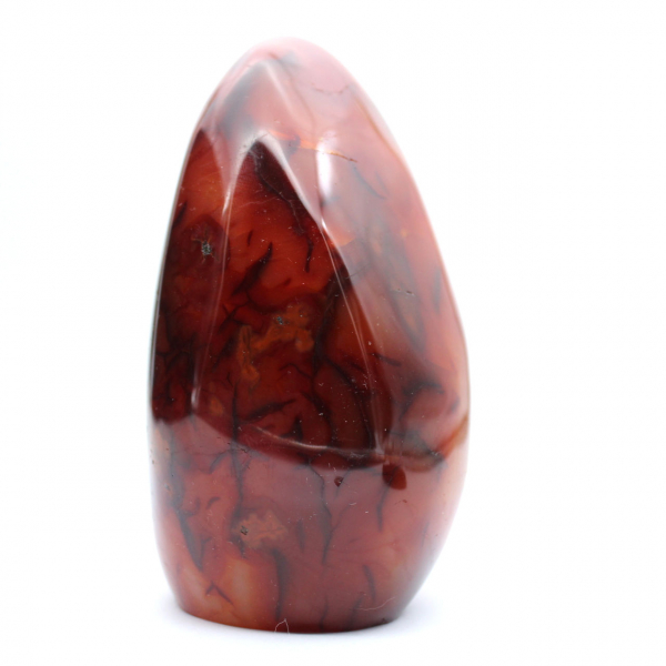 Ornamento in corniola rosso-arancio lucidata del Madagascar - autentico esemplare da collezione