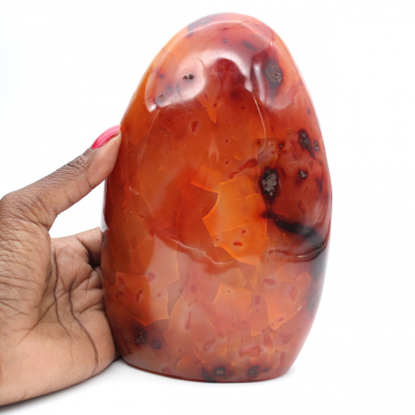 Corniola lucida XXL Madagascar - Pietra decorativa rosso-arancio autentica (ornamento)