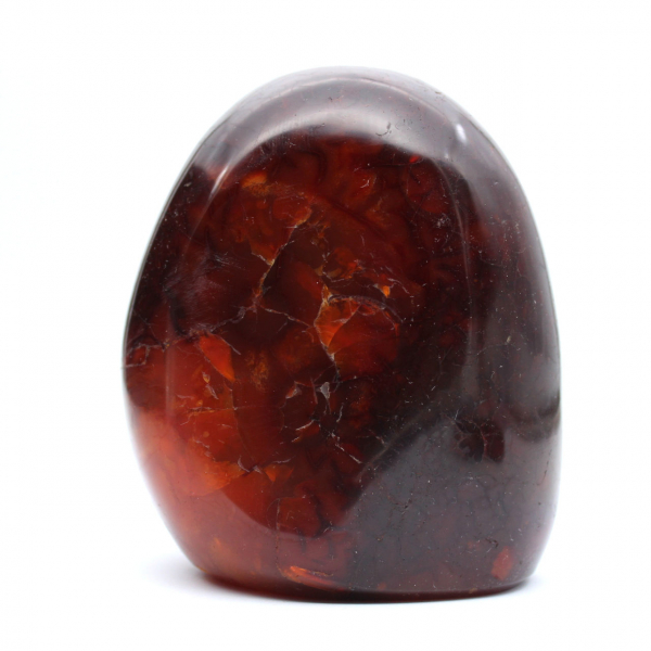Ornamento lucidato in corniola del Madagascar - Pietra naturale da collezione, colore rosso-arancio intenso