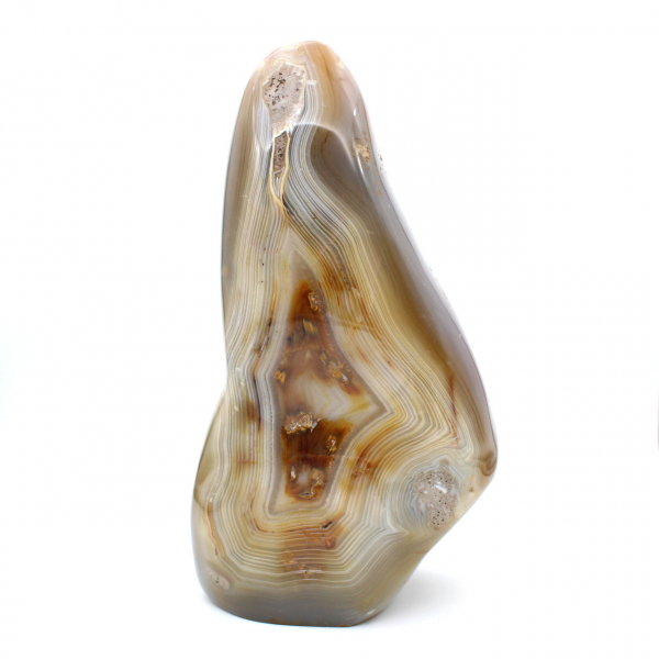 Corniola naturale lucidata, grande ornamento minerale proveniente dal Madagascar