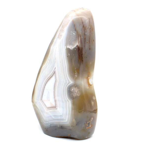 Corniola naturale lucidata, grande ornamento minerale proveniente dal Madagascar